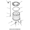 Speed Queen AWM531 outer tub, cover & pressure hose diagram