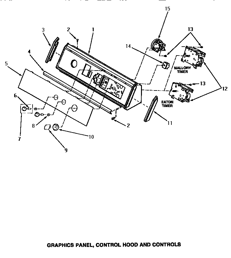 Speed Queen AA3410 graphics panel, control hood & controls diagram