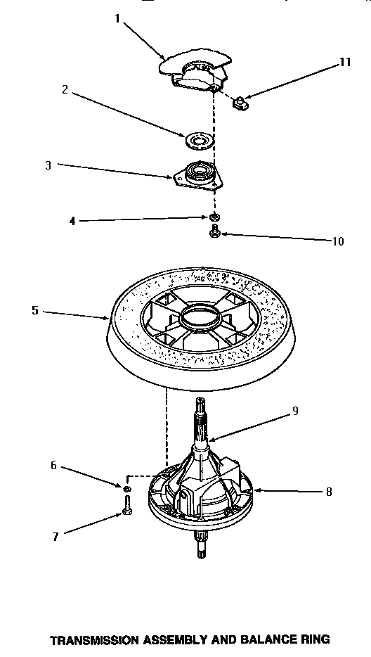 Speed Queen AA3410 transmission assembly & balance ring diagram