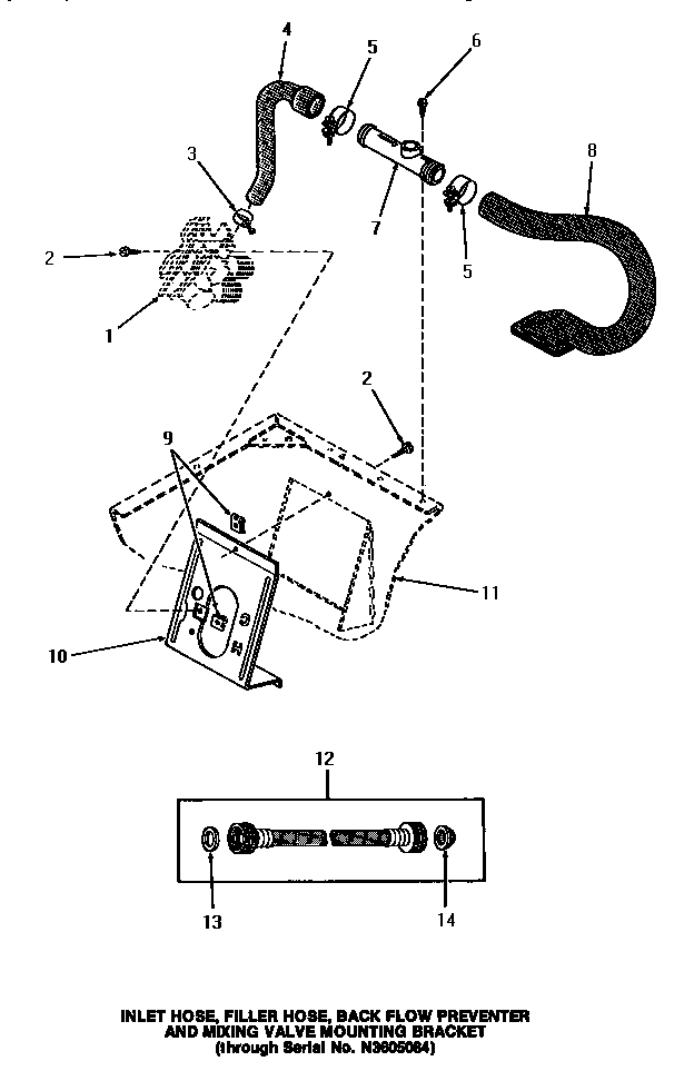 Speed Queen HA5001 inlet hose, filler hose, back flow preventer & bracket (ha3000) (ha3001) (ha4000) (ha4001) (ha4010) (ha4011) (ha4210) (ha4211) (ha4290) (ha4291) (ha4500) (ha4501) (ha4510) (ha4511) (ha4520) (ha4521) (ha4590) (ha4591) (ha5000) (ha5001) (ha5590) (ha5591) (h diagram