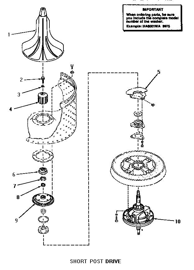 Speed Queen HA2620 short post drive (addition) diagram