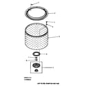 Speed Queen HA6470 lint filter, washtub & hub (through serial number f3490044) diagram