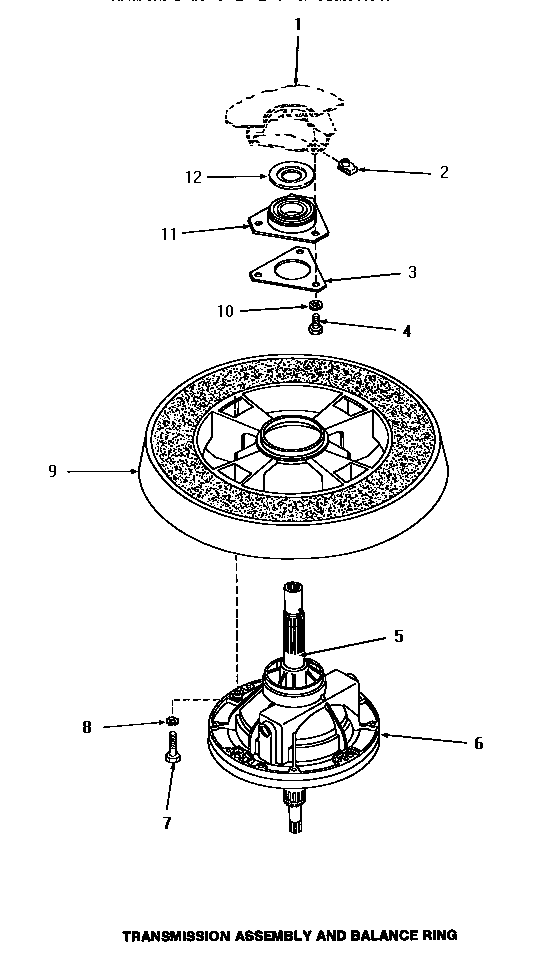 Speed Queen HA2620 transmission assembly & balance ring diagram
