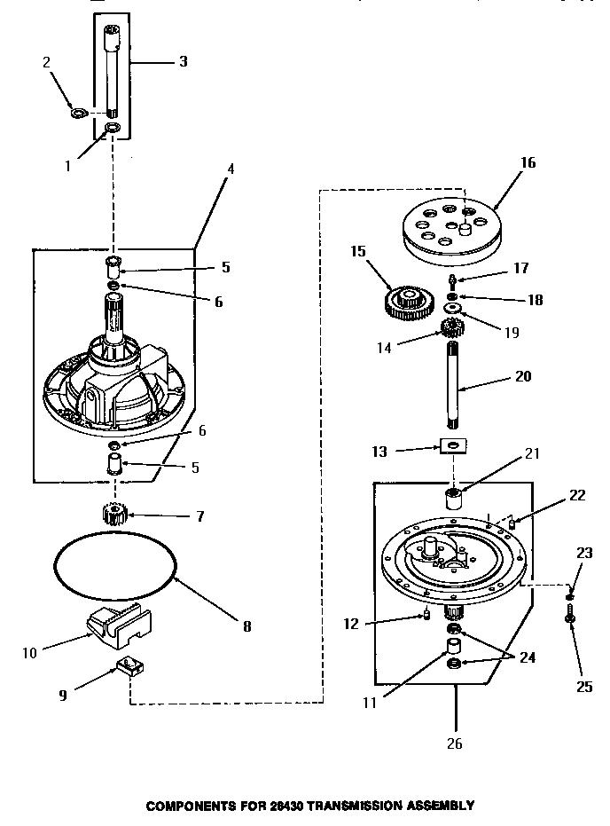 Speed Queen HA2620 28430 transmission assembly components diagram