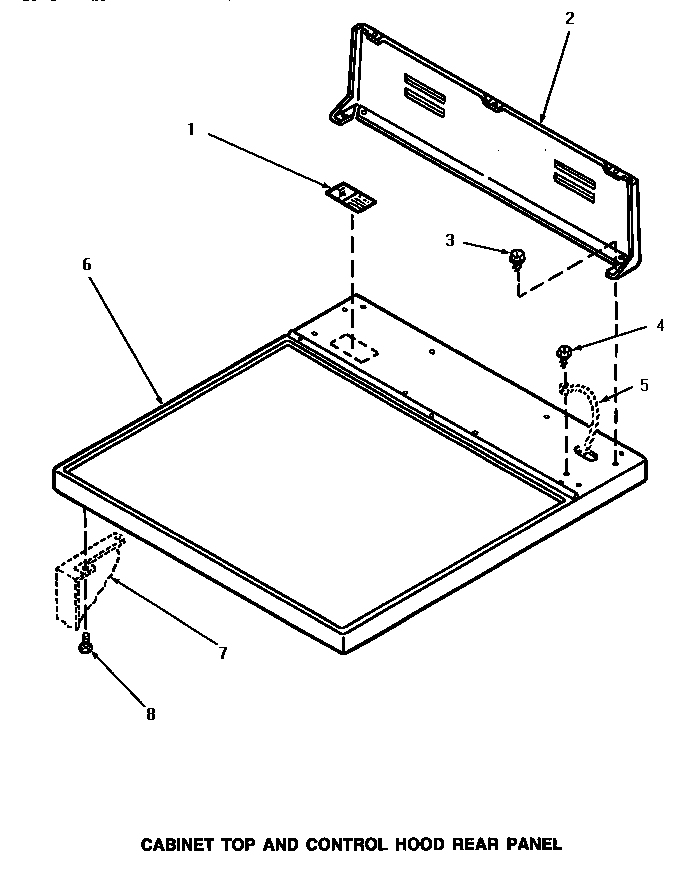Speed Queen NG7319 cabinet top & control hood rear panel diagram