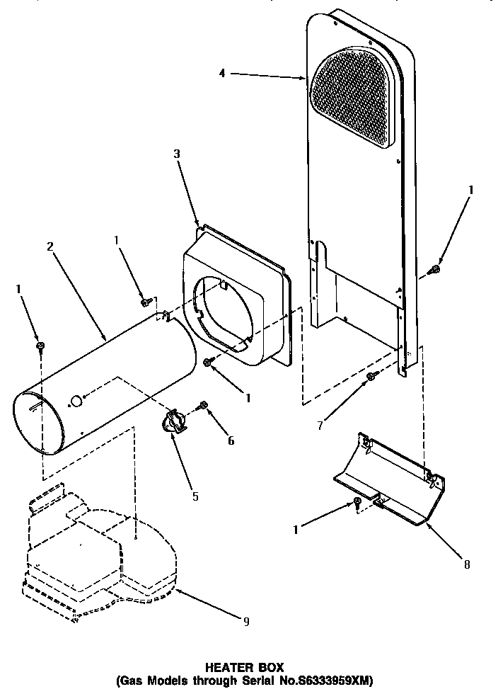 Speed Queen NG7319 heater box (through serial number s6333959xm) diagram