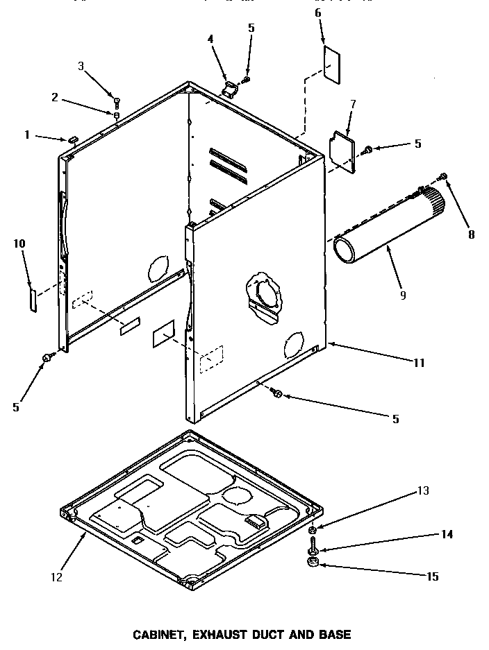 Speed Queen NG7319 cabinet, exhaust duct & base diagram