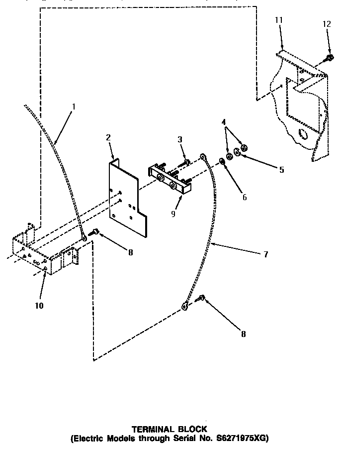 Speed Queen NE4513 terminal block (through serial number s6271975xg) diagram