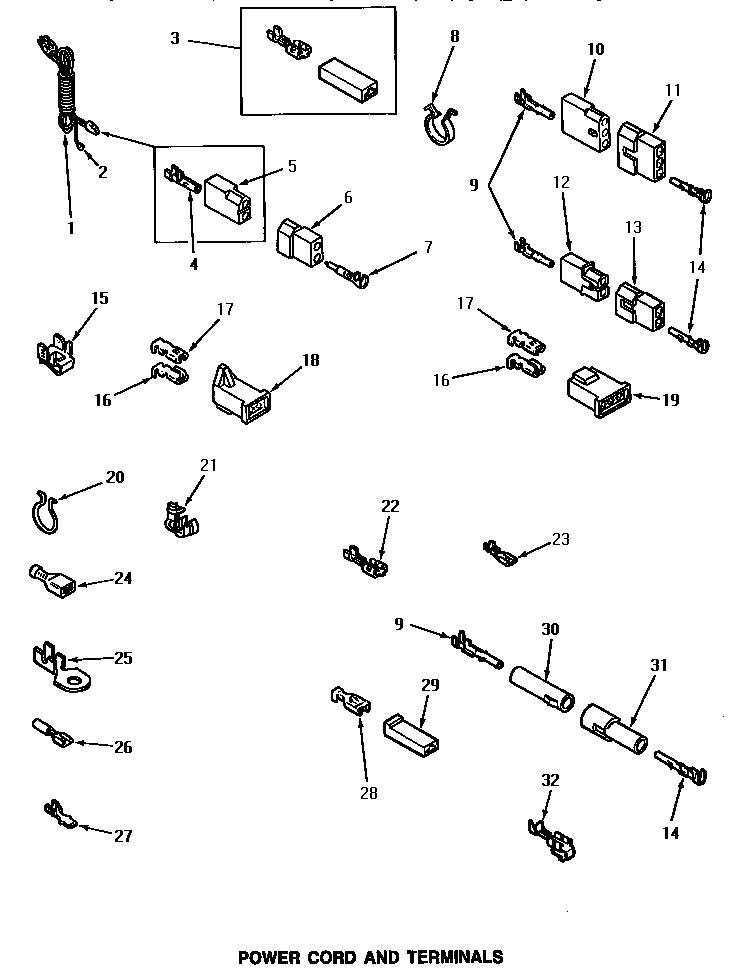 Speed Queen NE4513 power cord & terminals diagram
