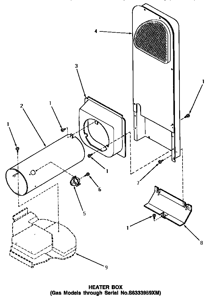 Speed Queen AG4119 heater box (through serial number s6333959xm) diagram