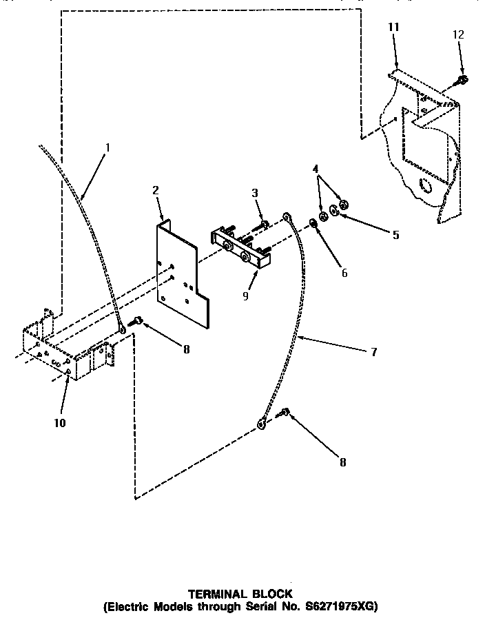 Speed Queen AE3213 terminal block (through serial number s6271975xg) diagram