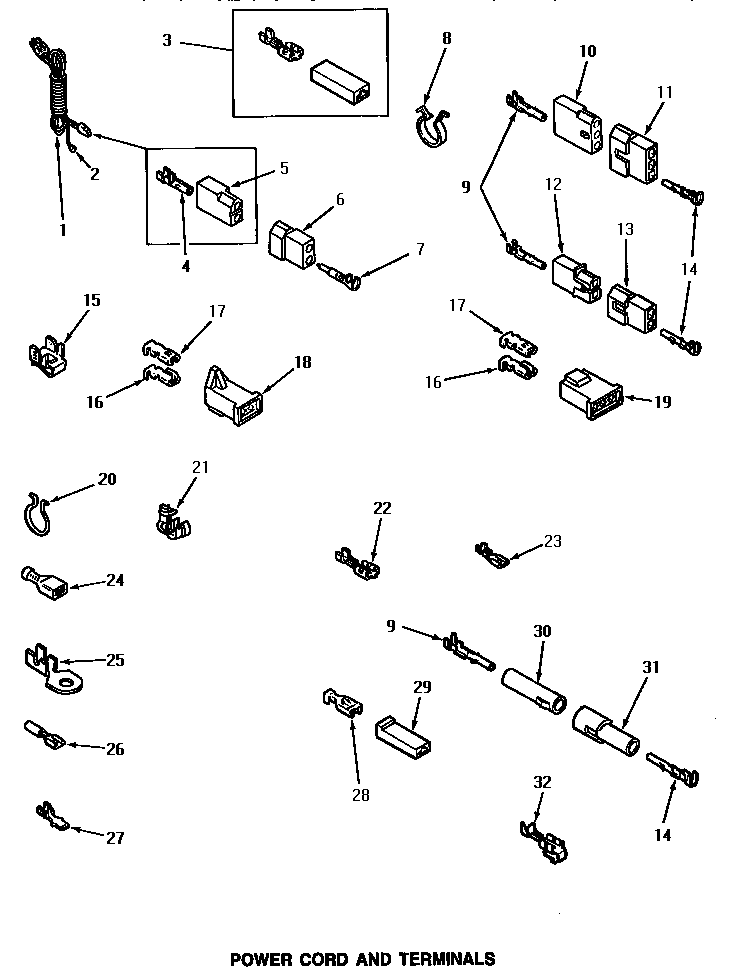 Speed Queen AE3213 power cord & terminals diagram