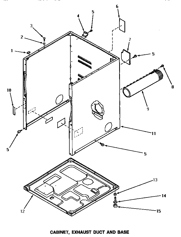 Speed Queen NG6339 cabinet, exhaust duct & base diagram