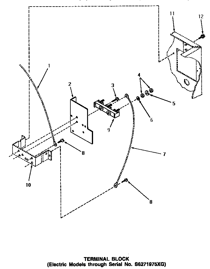 Speed Queen NE8333 terminal block (through serial number s6271975xg) diagram