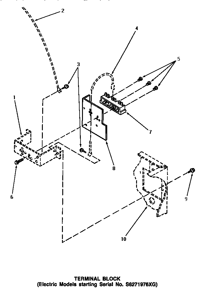 Speed Queen NE8333 terminal block (startin serial number s6271976xg) diagram
