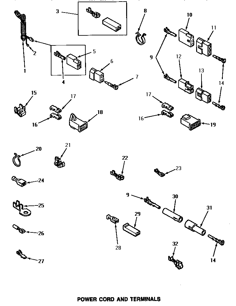 Speed Queen NE8333 power cord & terminals diagram