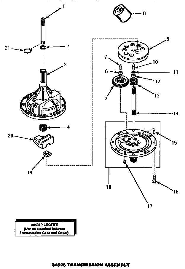 Speed Queen AWM473W 34526 transmission assembly (awm472w) (awm473w) (awm572) (awm573w) diagram