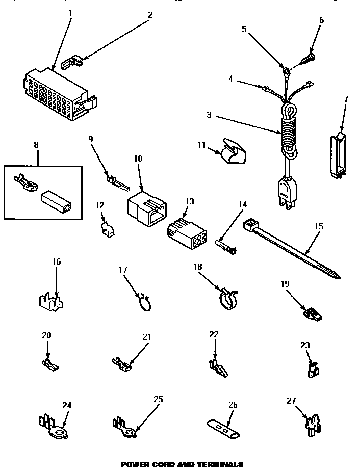 Speed Queen AWM473W power cord & terminals (awm472w) (awm473w) (awm572) (awm573w) diagram