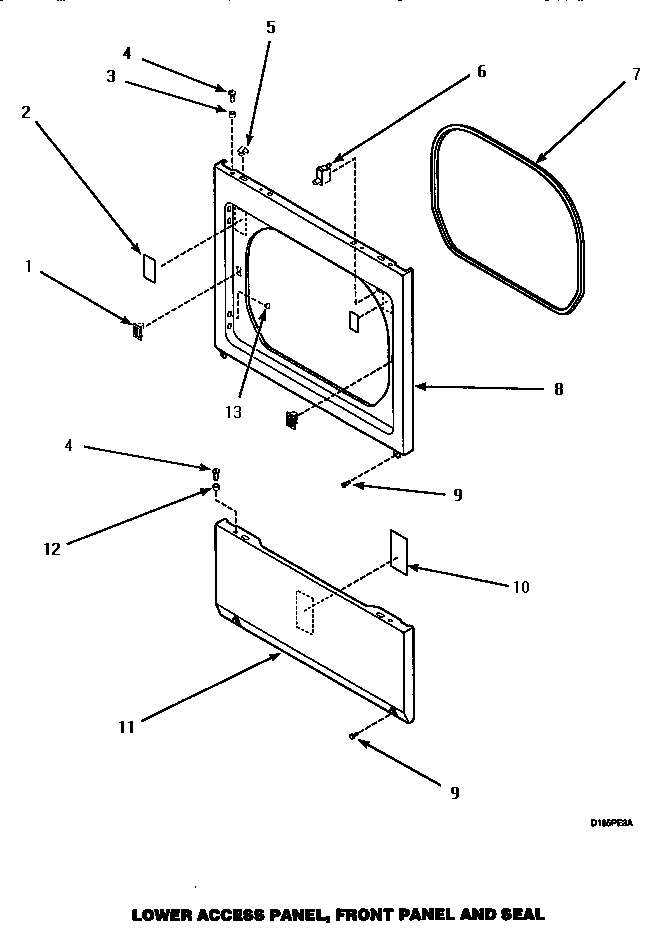 Speed Queen AGM379 lower access panel, front panel & seal (agm379) (agm399) (agm409l) (agm409w) (agm429w) diagram