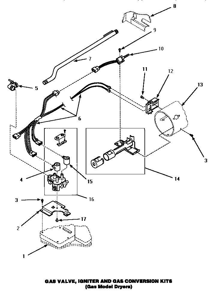 Speed Queen AGM379 gas valve, igniter & gas conversion kits (agm379) (agm399) (agm409l) (agm409w) (agm429w) diagram