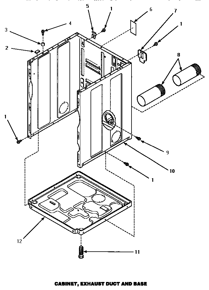 Speed Queen AGM379 cabinet, exhaust duct & base (agm379) (agm399) (agm409l) (agm409w) (agm429w) diagram