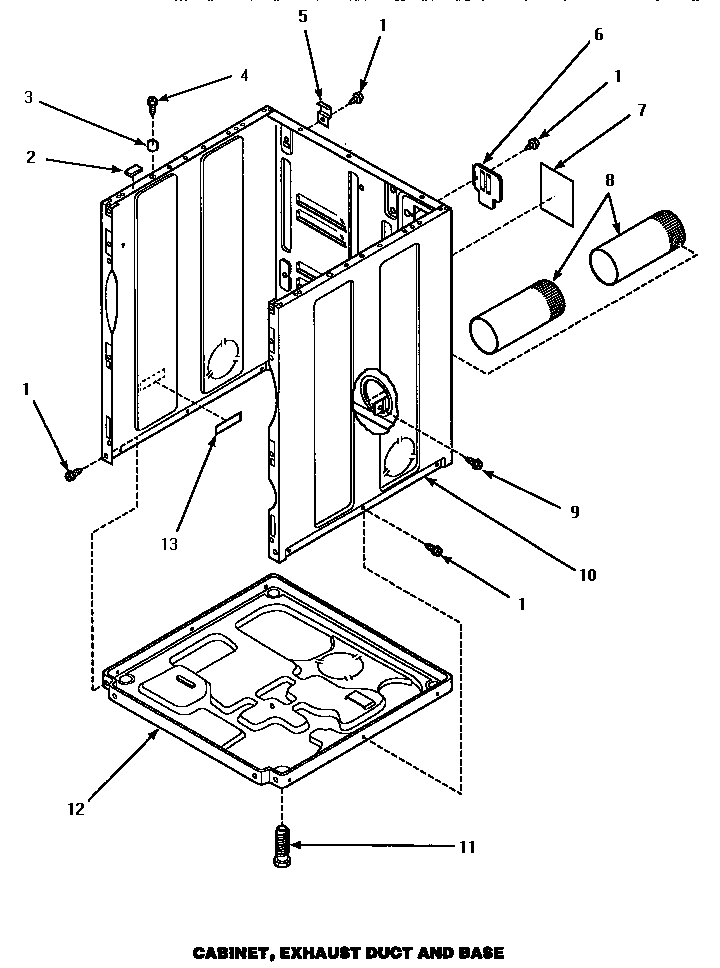 Speed Queen AEM677W cabinet, exhaust duct & base (aem677w) (aem697l) (aem697w) diagram