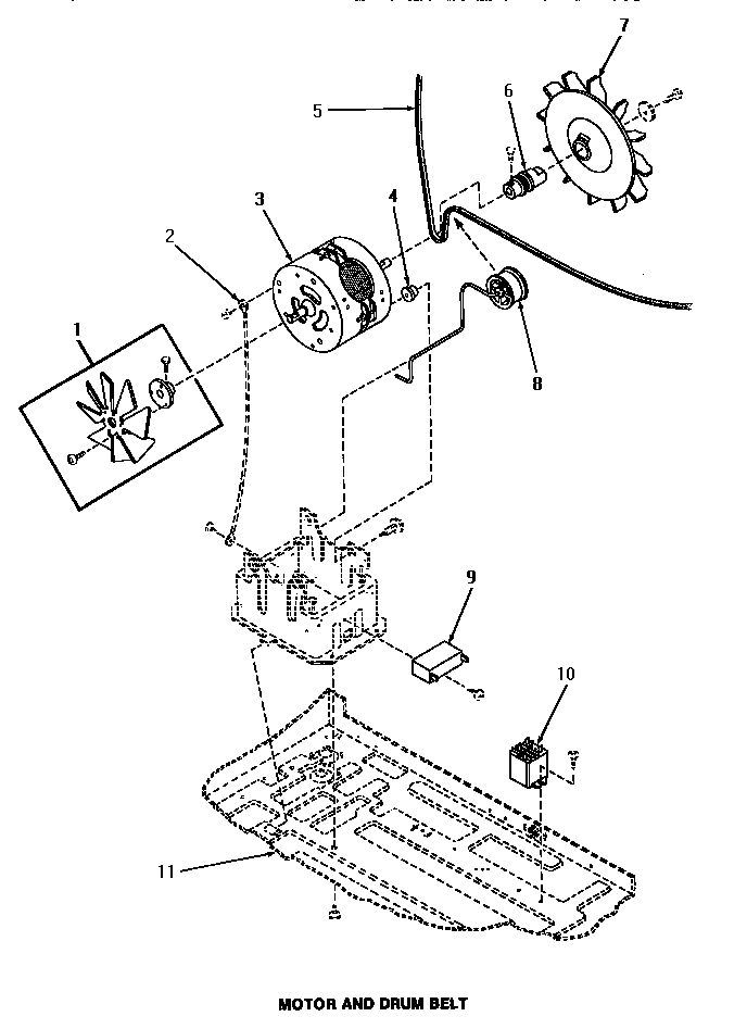 Speed Queen ME8810 motor & drum belt diagram