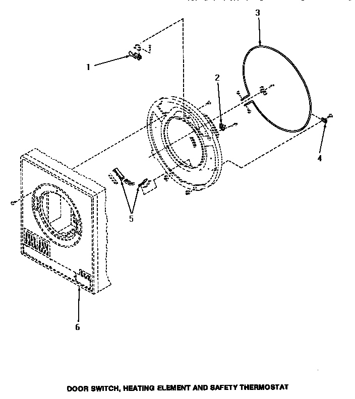 Speed Queen ME8810 door switch, heating element & safety thermostat diagram