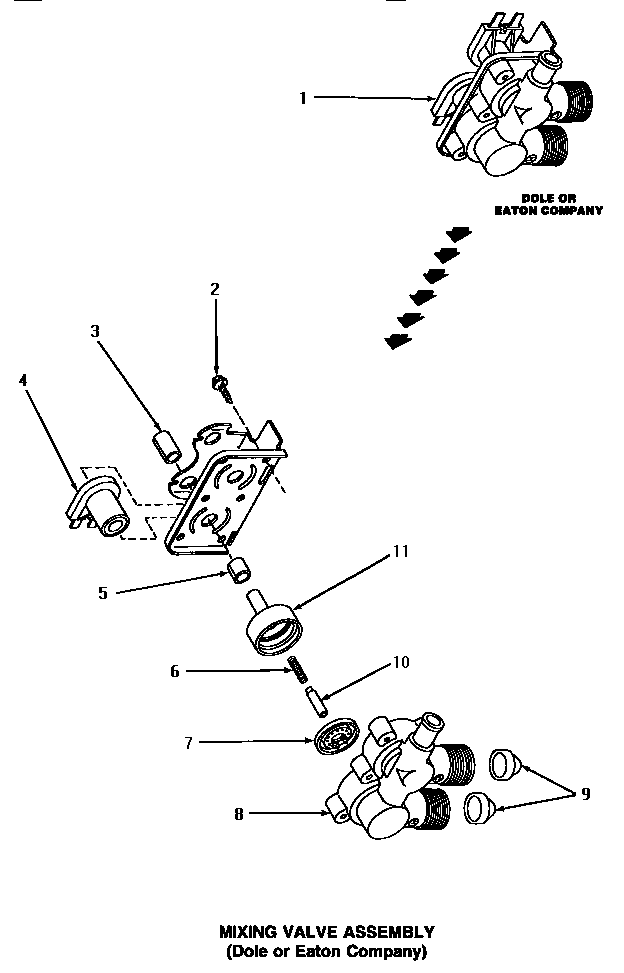 Speed Queen AA9131 mixing valve assembly diagram