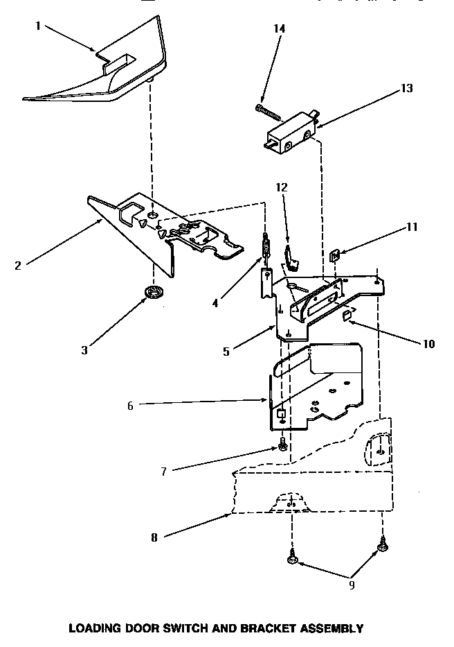 Speed Queen AA4110 loading door switch & bracket assembly diagram