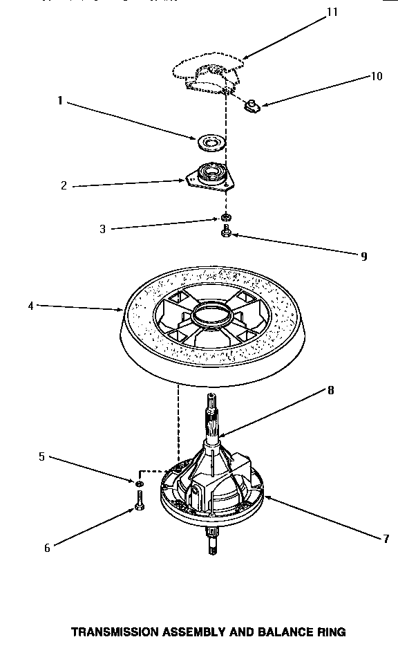Speed Queen AA4110 transmission assembly & balance ring diagram