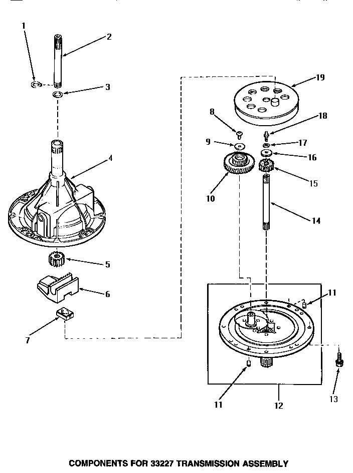 Speed Queen AA4110 33227 transmission assembly components diagram