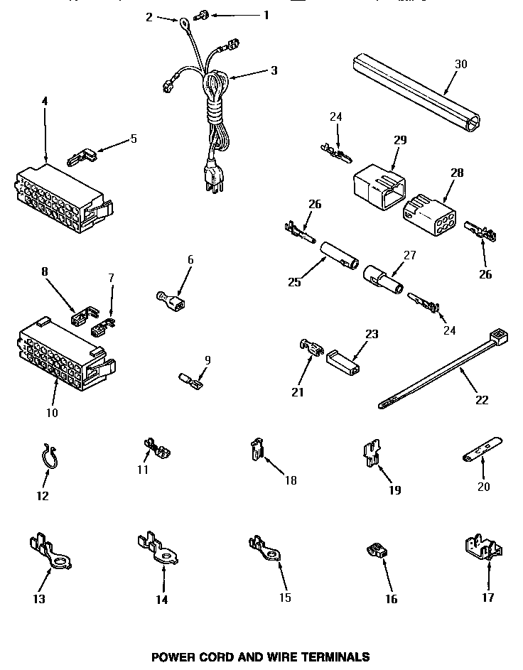 Speed Queen AA4110 power cord & wire terminals diagram