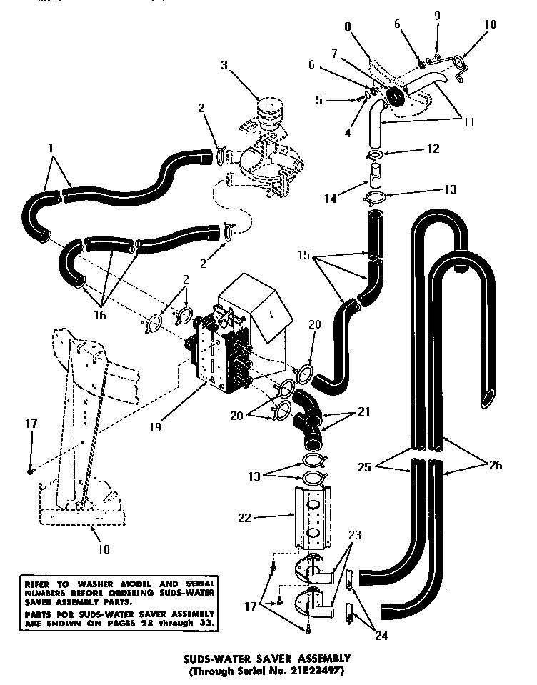 Speed Queen DA6223 suds-water saver assembly diagram