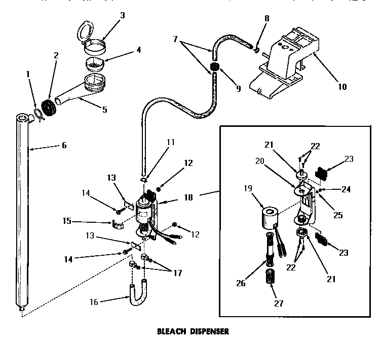 Speed Queen DA6223 bleach dispenser diagram