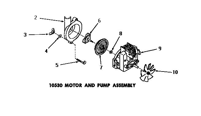 Speed Queen DA6073 10530 motor & pump assembly diagram