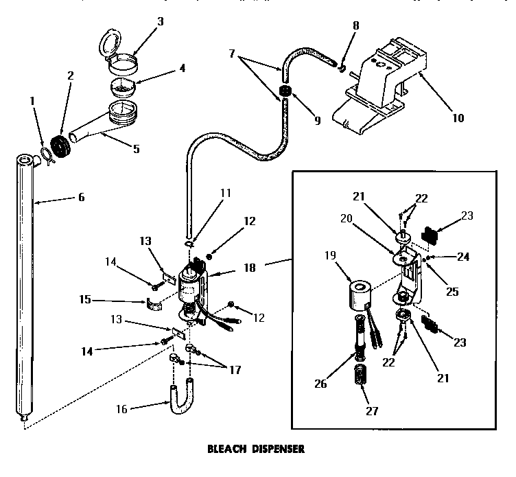 Speed Queen DA6073 bleach dispenser diagram