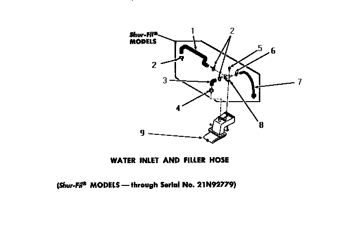 Speed Queen DA6100 water inlet & filler hose diagram