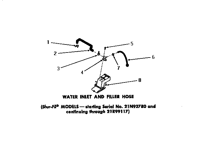 Speed Queen DA6100 water inlet & filler hose diagram