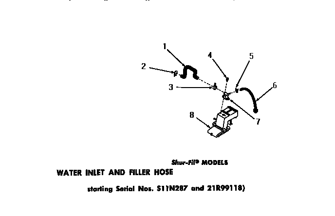 Speed Queen DA6100 water inlet & filler hose diagram