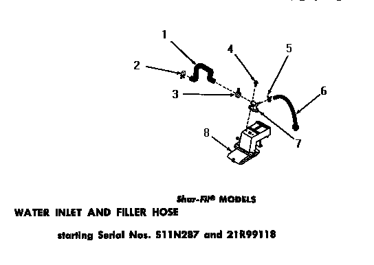 Speed Queen DA6191 water inlet & filler hose diagram