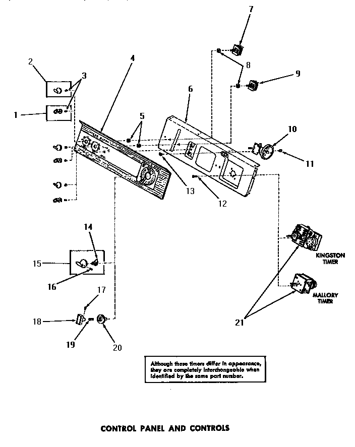 Speed Queen DA6191 control panel & controls diagram