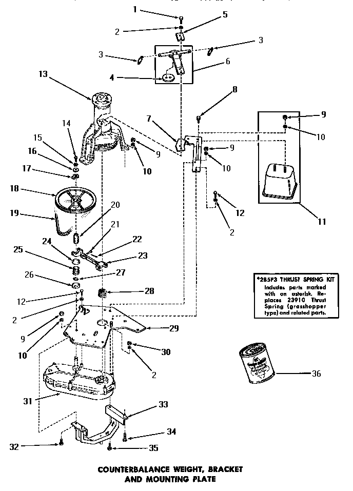 Speed Queen DA6191 counterbalance weight, bracket & mounting plate diagram