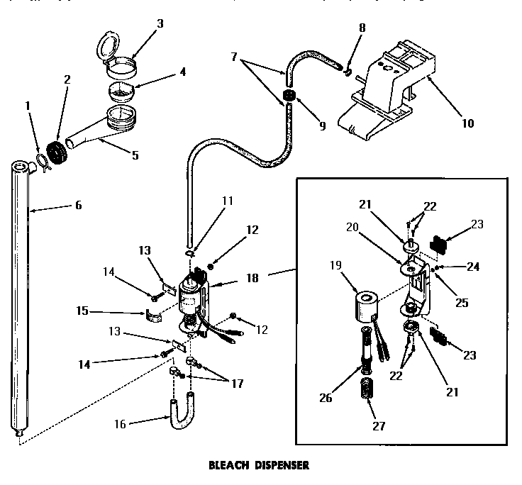 Speed Queen DA3210 bleach dispenser diagram