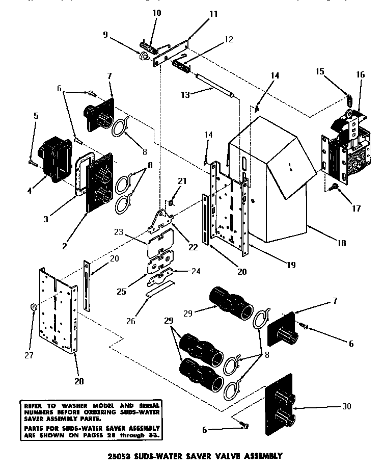 Speed Queen FA6123 25053 suds-water saver valve assembly diagram