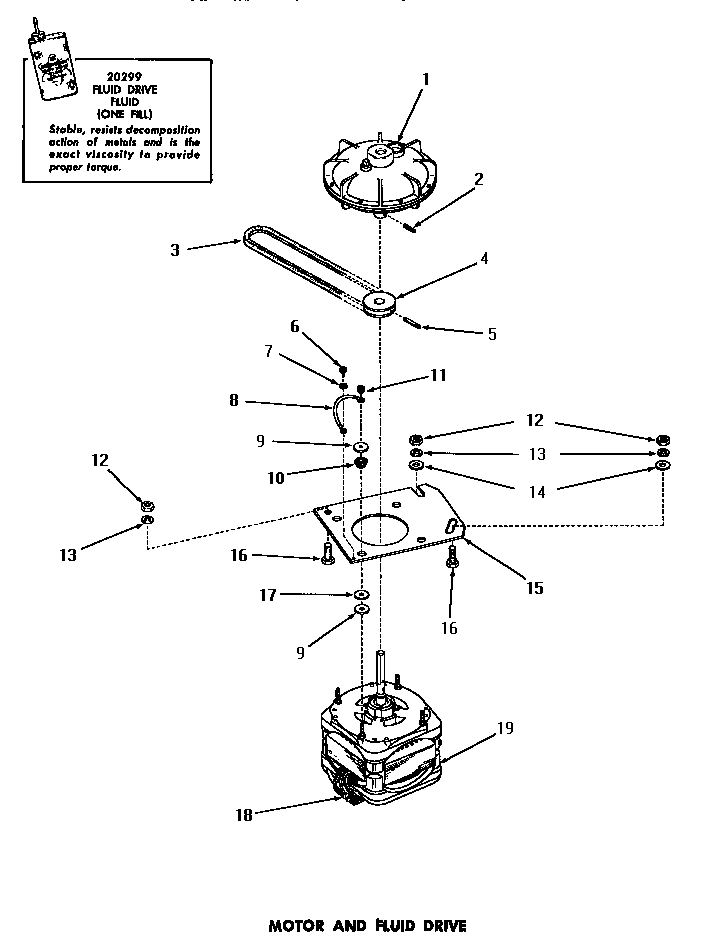 Speed Queen FA6123 motor & fluid drive diagram