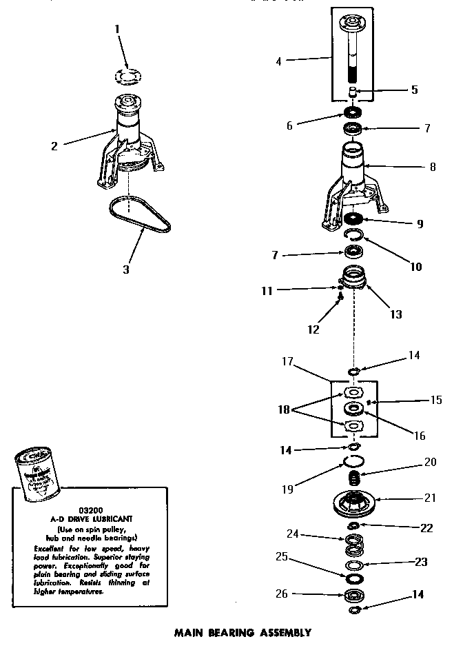 Speed Queen FA6123 main bearing assembly diagram