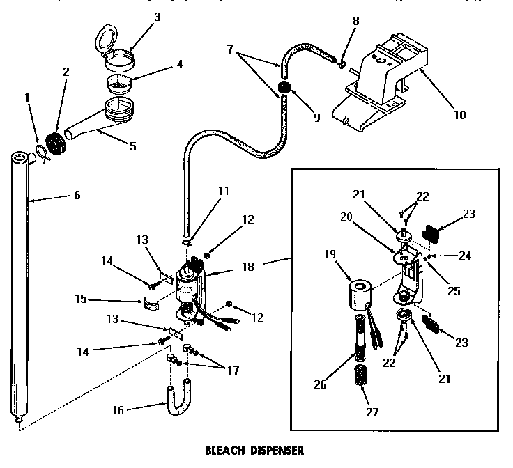 Speed Queen DA3820 bleach dispenser diagram
