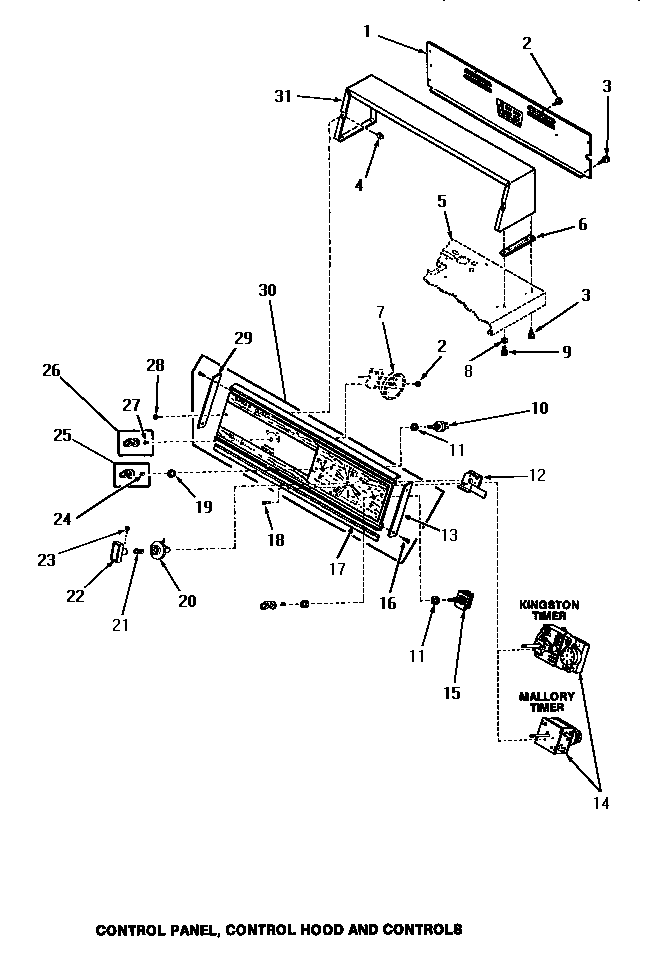 Speed Queen FA0390 control panel, control hood & controls diagram