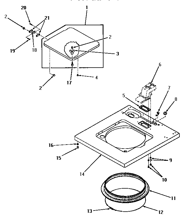 Speed Queen FA9211 cabinet top and loading door diagram